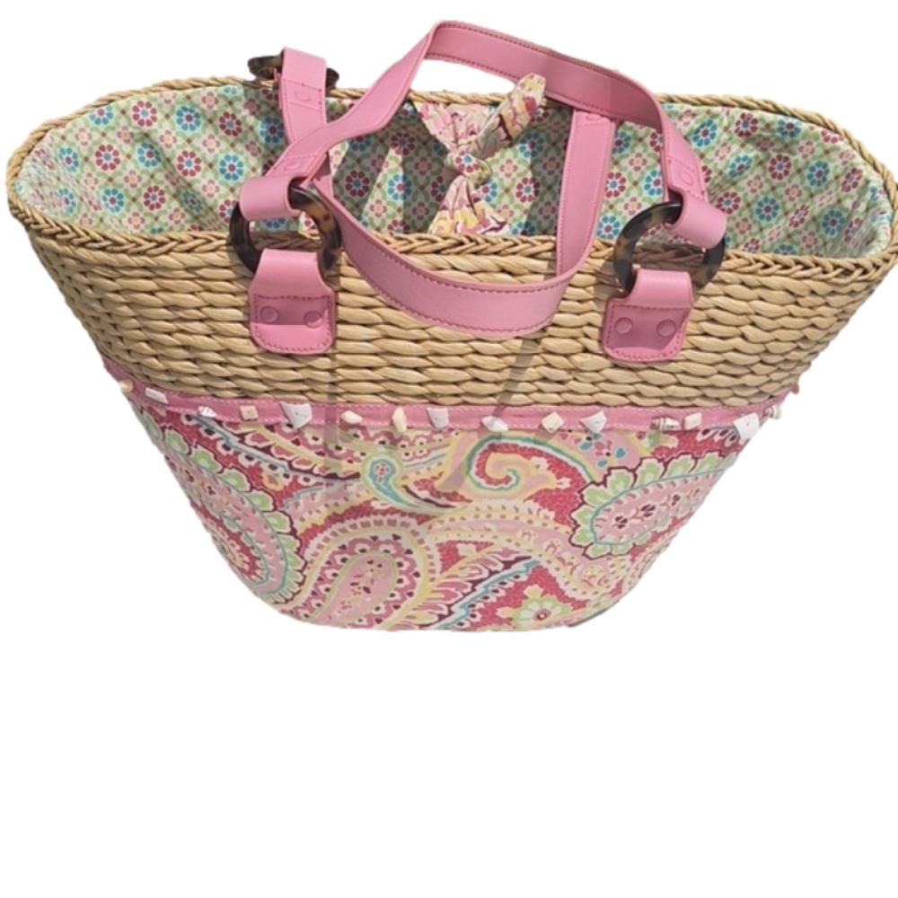 VERA BRADLEY STRAW TOTE EUC - Picture 2 of 10